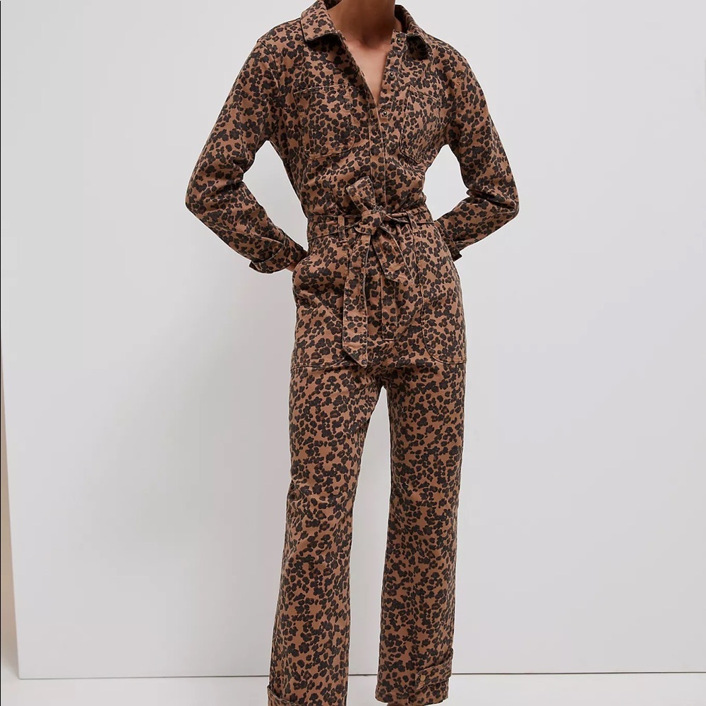 Anthropologie leopard jumpsuit NWT